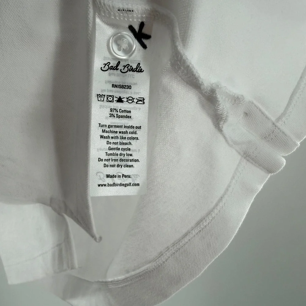 Bad Birdie Mens Golf Polo Shirt XL White Navy Blue Red Trim Performance New